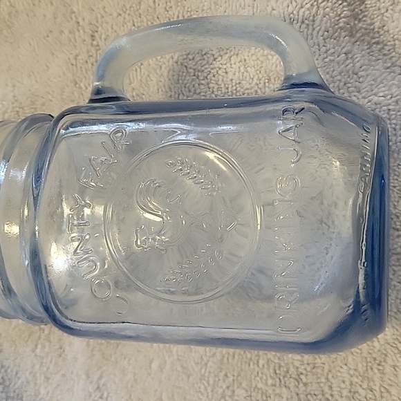 Vintage Country Fair Drinking Jar Clear Blue - Picture 2 of 7